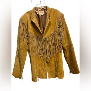 SCULLY Women's Tan Suede Leather Western Fringe Jacket XL